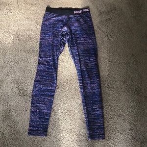 Purple Nike Pro Dri-Fit full length leggings